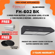 [FREE BUBBLE WRAP] Firenzzi 60cm FH-602 BK Dual Motor Quiet Slim Hood Cooker Kitchen Hood FH-602BK (