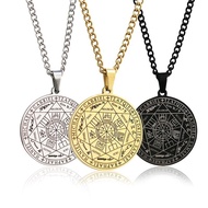 Retro Vintage Stainless Steel Protection Amulet Seven Archangels Astrology Pendant Jewelry Necklace