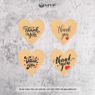 Thank you kraft decal, kraft paper thank you sticker, heart-shaped thank you sticker