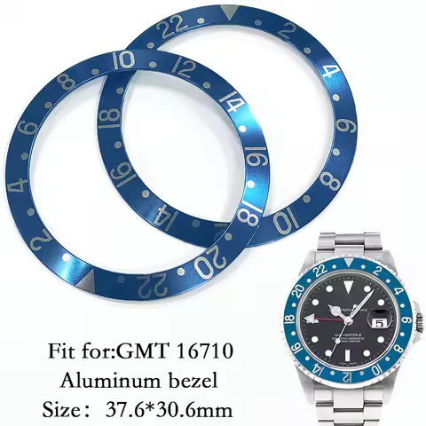37.6*30.6mm Modified Adhesive Bezel Fit for GMT 16710,Blue Aluminum Bezel Watch Parts
