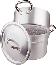 Pentole Agnelli Cuociverdure Cooking Pot and Steamer with Pot for Hobs Steam Cleaner Thickness 3 mm Complete with Lid and Two Handles Stainless Steel 40 cm