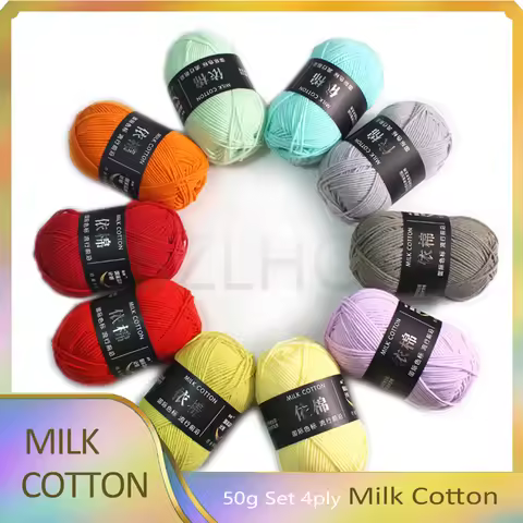 A1 50g/Set 4ply Soft Milk Cotton Yarn for Crochet Threads for Knitting Wool DIY Craft Sweater Hat Ba
