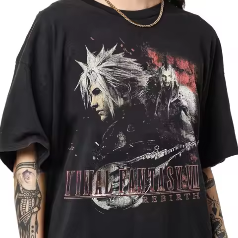 Final Fantasy VII Rebirth Cloud Sephiroth Graphic T-Shirt Cotton Men Women Streetwear Tee