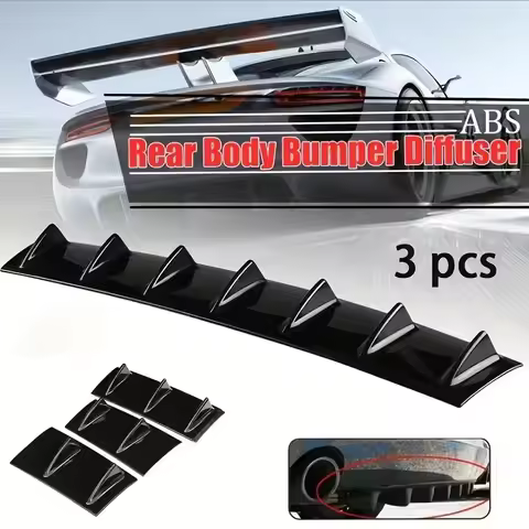 3Pcs/set Universal Car Rear Bumper Spoiler Lip Diffuser 7-Fin Diffuser Lip For BMW E90 E60 E36 Audi 