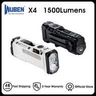 WUBEN X4 EDC Flat Flashlight with RGB Light, 1500 Lumens Mini Flashlight with Switch and Magnetic, I