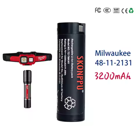 For Milwaukee 48-11-2131 2163-21 REDLITHIUM Lithium-Ion Rechargeable USB 3.0Ah 2162-21 Battery Headl