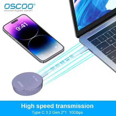 OSCOO SSD 512GB 1TB MD008 External SSD Magnetic and Portable SSD With PD3.0 100W Fast Charging 10 Gb