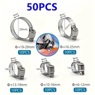 TEMU 50pcs Hose Clamp Set - Stainless Steel Worm Gear Hose Clamps Adjustable From 1/4 Inch To 1-1/8 