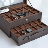 Watch Box contains 24 Dark Brown | Watch Case | Watch Box