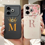 Tecno Pova 6 Neo Lens Protective Casing Pova6 Neo 2024 Fashion Flower Crown Initial Letter Soft Sili