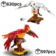 Harry Potter Lego Series 75979 Hedwig 76394 Phoenix Fawkes Model Building Blocks for Children Educat
