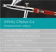 &lt;流量&gt;德國進口H&amp;S●Infinity CR Plus 0.4mm口徑雙動式噴筆 126574
