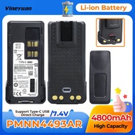 【D-3】4800mAh High Capacity PMNN4493AR Replacement Battery with Type-C Charger Port for Motorola XPR3