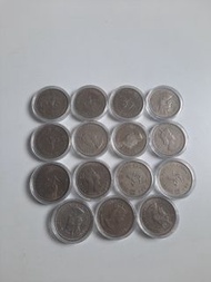 香港:前殖民地:(大一元硬幣):女皇頭:全部1973年:共15個