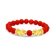 TAKA Jewellery 999 Pure Gold Double Pixius 8mm Beads Bracelet