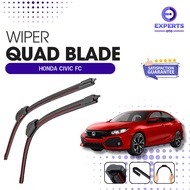 Quad Blade Car Wiper - Honda Civic FC - Frameless 4 Rubber 1 Set of 2 PCS RightKiri W601