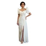 Modern Filipiniana Long gown Premium Duchess satin simple and elegant for casual formal event