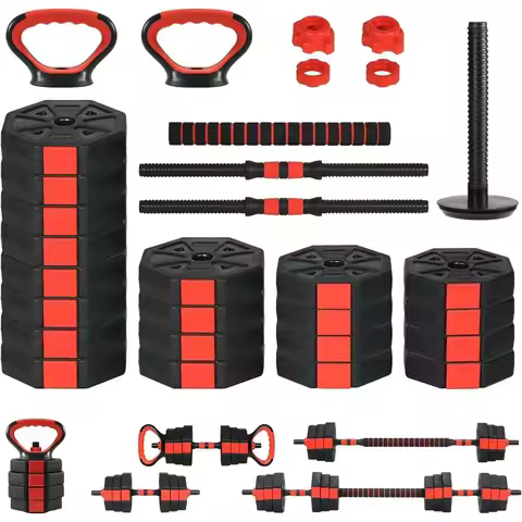 3-in-1 Adjustable Dumbbell Set, 66lbs, Re-Weight System, Home Gym, Anti-Slip Grip, Versatile Bar/Ket