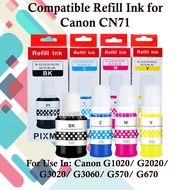Canon Refill 71 BK CMY compatible ink use on G1020/ 2020/ 3020/ 3060/ G570/ G670