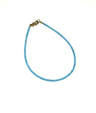 สร้อยข้อเท้า กำไลข้อเท้า หินเทอร์ควอยส์ ความยาว 9.25" เม็ดขนาด 2 มม. Turquoise Tiny Seed Beads Anklet Ankle Handmade Minimalist Dainty Jewelry