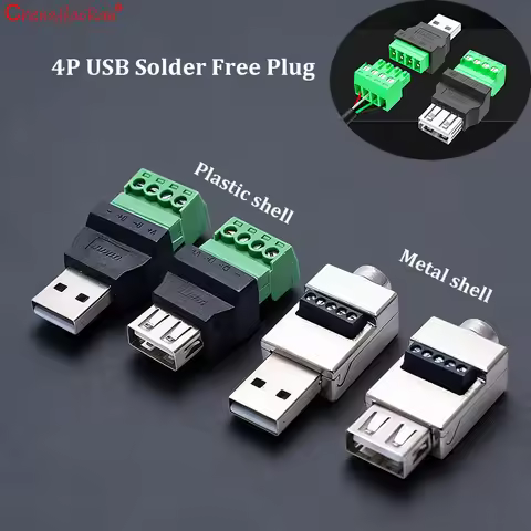 1PC 4Pin5Pin USB Non Soldering Plug Male Female Non Soldering Connectors For Laptop TV Keyboard Hard
