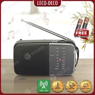 【FREE BATTERY AA X2 】 Portable Radio Strong AM FM  Receiver Speaker Music Player Old-fashioned Retro