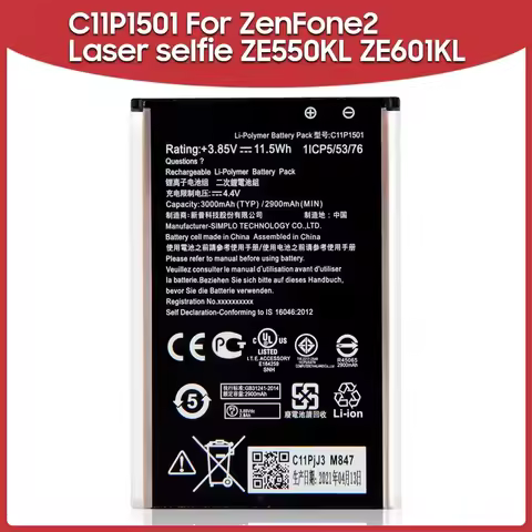2025 Replacement Phone Battery C11P1501 For ASUS ZenFone2 Laser selfie ZE550KL ZE601KL Z00LD Z011D Z