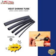 VORTEQ 1m Heat Shrinkable Tube 125°C 2MM 4MM 6MM 10MM Black Wire Sleeving