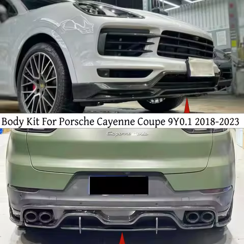 For Porsche Cayenne Coupe 9Y0.1 2018-2023 Carbon Fiber Front Lip Rear Diffuser Spoiler Side Skirt Bo