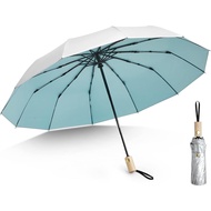 G4Free 46 Inch UPF 50+ UV Protection Large Travel Umbrella with Wooden Handle, 12 Fibreglass Ribs Su