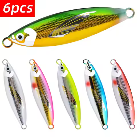 6PCS Premium Sinking Minnow Bait Lure Set-Durable Metal,Realistic 3D Eyes,Ideal for Trolling 30-120g