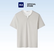 HLA Cool Feeling Breathable  Double Layer Collar Short Sleeve T-Shirt Men - HNTBJ2J316AX6