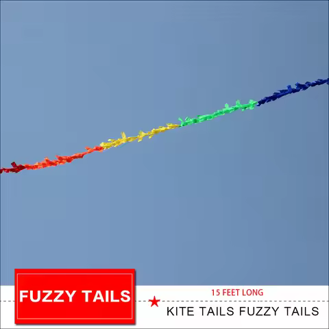 15 feet Long Kite Tails High Quality 4.5m Multicolor Fuzzy Tails for Different Kites