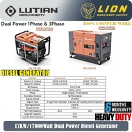 Lutian 17KW/17000Watt Dual Power( 1Phase/3Phase ) Diesel Generator - Heavy Duty - 6 Months Local War