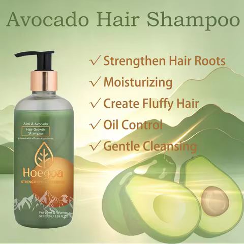Hoegoa 100ml Avocado Hair Shampoo Strengthen Hair Roots Moisturizing Create Fluffy Hair Oil Control 