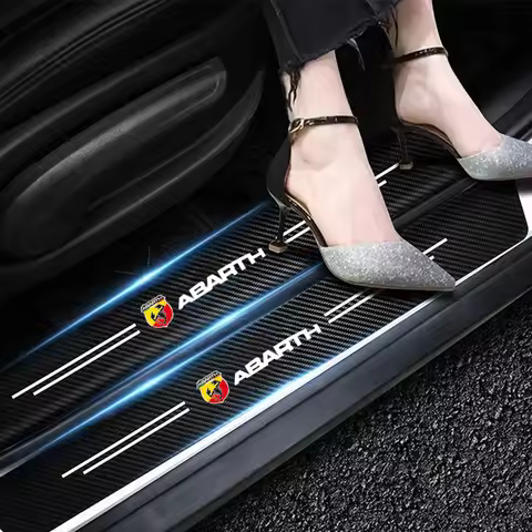 Carbon Fiber Car Door Threshold Sticker For Fiat Abarth 595 Abarth 500 abarth 124 spider Auto Trunk 
