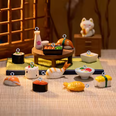 10Pcs Simulation Cute Sushi Series Resin Charms Pendants For Jewelry Making DIY Earring Necklace Key