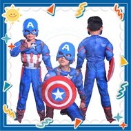 Comel Kids Superhero Captain America Muscle Jumpsuit Costume Cosplay Outfit Kostum Kanak-Kanak Super