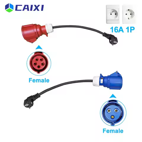 CAIXI EV Charger CEE Female Socket 3Pins to Schuko Plug Adapter Waterproof Connection WallMount Sock