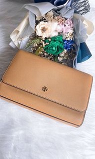 TORY BURCH】EMERSON COMBO 立體LOGO防刮皮革斜背包(質感棕)