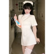 Nurse Outfit Passionate Hot Short Skirt Laced-Up Nurse Uniform White Suit