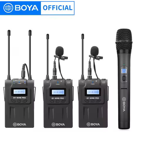 BOYA BY-WM8 Pro Professional Dual-Channel UHF Wireless Lavalier Lapel Microphone System for Camera i