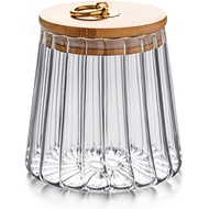 FANTESTICRYAN Glass Coffee Nuts Canister Airtight Storage Jar Petal Decorative Container with Bamboo