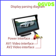 QGVDS กระจกมองจอ HD จอ LCD ขนาด5นิ้วระบบเรดาร์วิดีโอการจอดรถกล้องสำรองมองหลังถอยหลังรถกล้องมองหลังสำหรับจอดรถจุกดูด