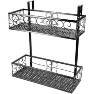 2-Tier Hanging Flower Rack Planter, Space Saving Outdoor Metal Hook On Plant Stand For HDB Corridor 