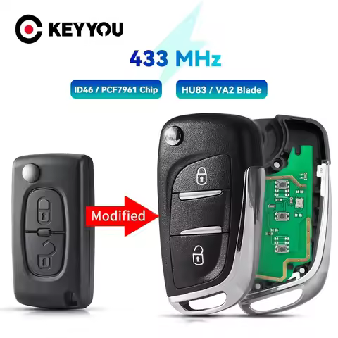 Modified 2/3 Buttons Filp Remote Key 433MHz ASK FSK For Citroen C1 C2 C3 C4 Berlingo Picasso Peugeot