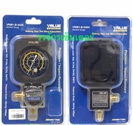 เกจหัวเดี่ยว พร้อมวาล์ว (ไม่แถมสาย) ยี่ห้อ VALUE รุ่น VRM1-B-0404 สำหรับ สำหรับ R22 R134A R410A R407