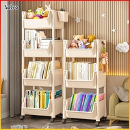 【Ready Stock】Book Storage Rack With Wheels Bookshelf Kitchen Rack Kitchen Storage Rack PP Rak Buku B
