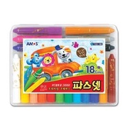 AMOS - 粗杆3合1水彩粉彩無毒蠟筆18色［平行進口］