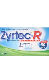 Zyrtec-r cold and allergy symptoms relief tablet 10 tablets (exp09/27)